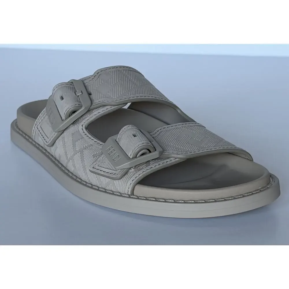 Fendi Men's FF Feel Slide Sandals Beige 8 US/7 UK IT 7X1604 NIB $1050